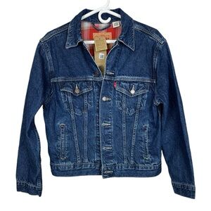 LEVI STRAUSS Women’s Ex-Boyfriend Blue Denim Trucker Jacket Size Small NWT